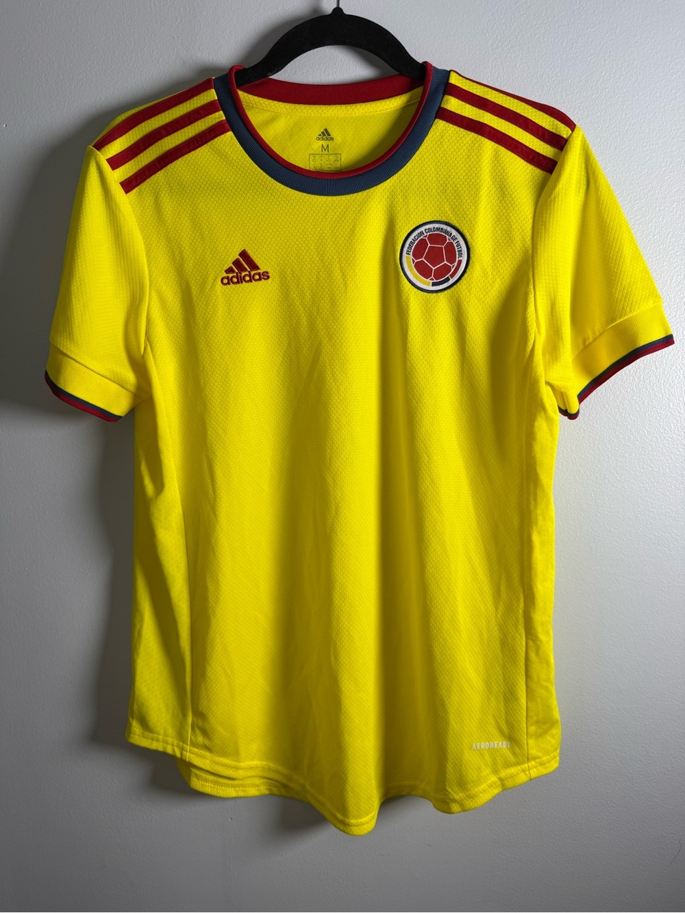 Adidas Colombia National Team Soccer Jersey Mens Medium Yellow Aeroready NEW
